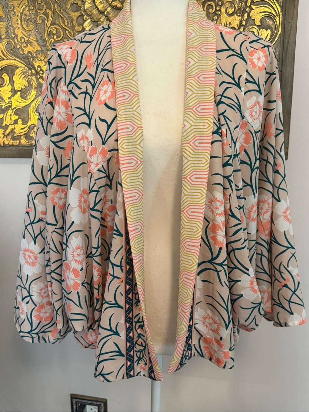 Free People Kona Print Floral Boho Kimono One Size